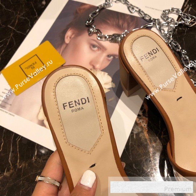 Fendi FF PVC Heel Slide Sandals Brown 2019 (A8-9062129)