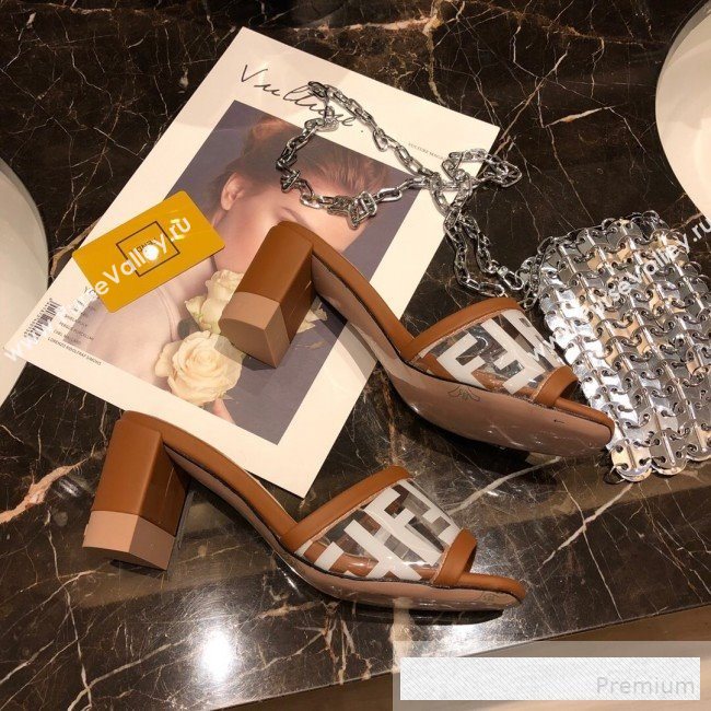 Fendi FF PVC Heel Slide Sandals Brown 2019 (A8-9062129)