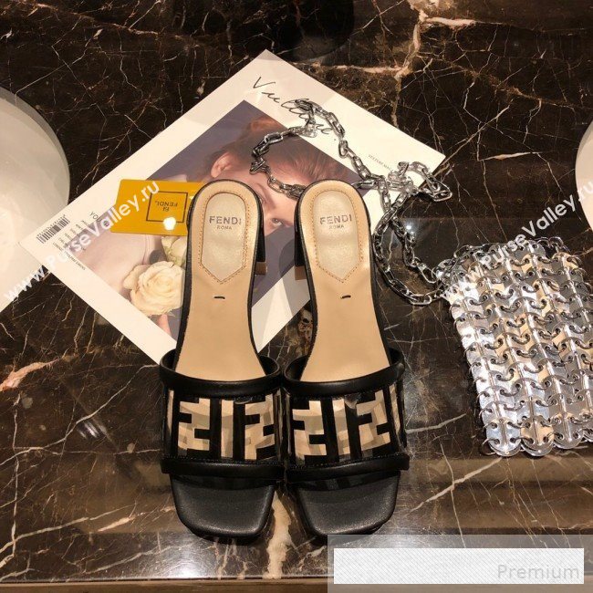 Fendi FF PVC Heel Slide Sandals Black 2019 (A8-9062130)