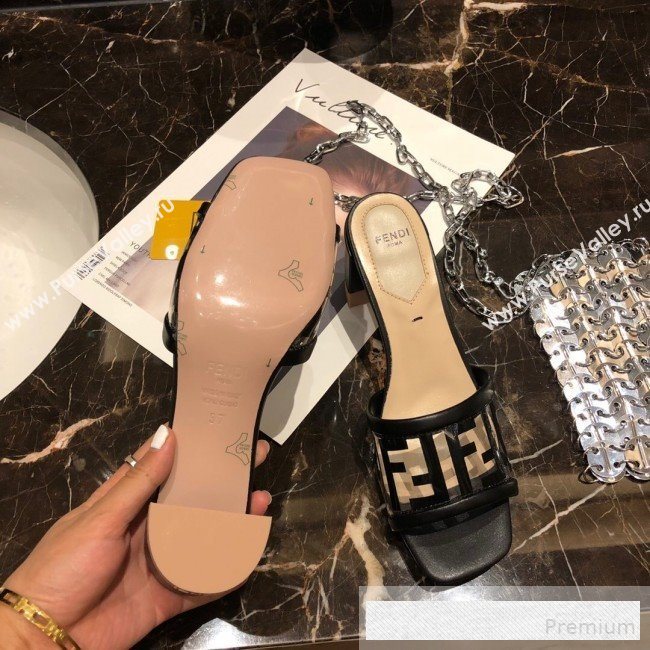 Fendi FF PVC Heel Slide Sandals Black 2019 (A8-9062130)