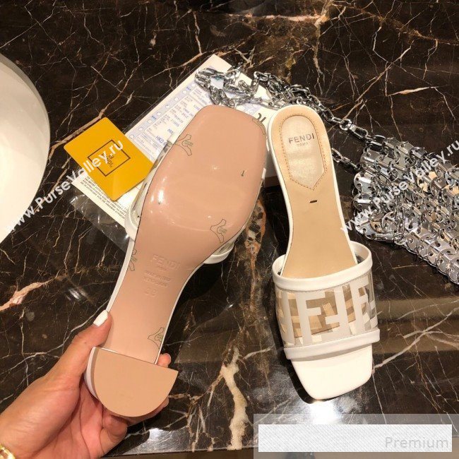 Fendi FF PVC Heel Slide Sandals White 2019 (A8-9062131)