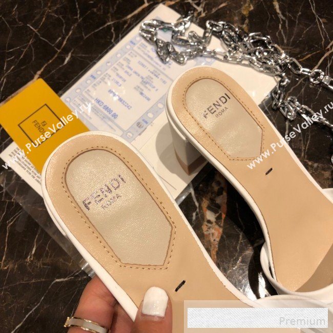 Fendi FF PVC Heel Slide Sandals White 2019 (A8-9062131)