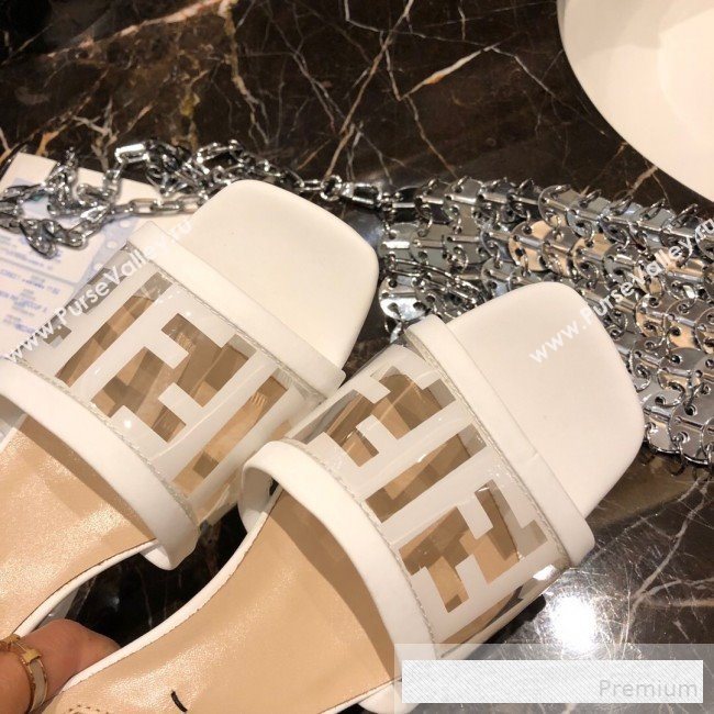 Fendi FF PVC Heel Slide Sandals White 2019 (A8-9062131)