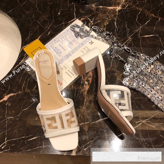 Fendi FF PVC Heel Slide Sandals White 2019 (A8-9062131)