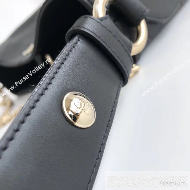 Chanel Quilted Leather Bucket Bag with Striped Fabric Side AS0666 Black 2019 (YD-9062007)