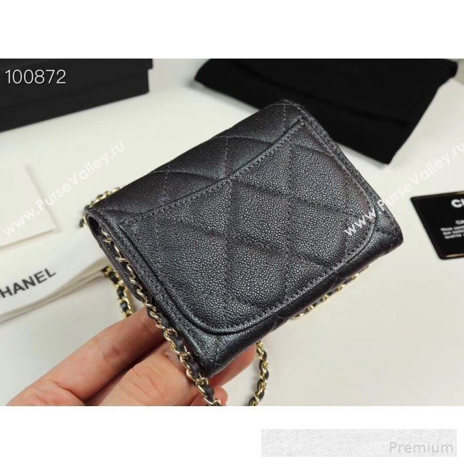 Chanel Iridescent Grained Calfskin Classic Clutch with Chain A84512 Black 2019 (AXGZ-9062010)