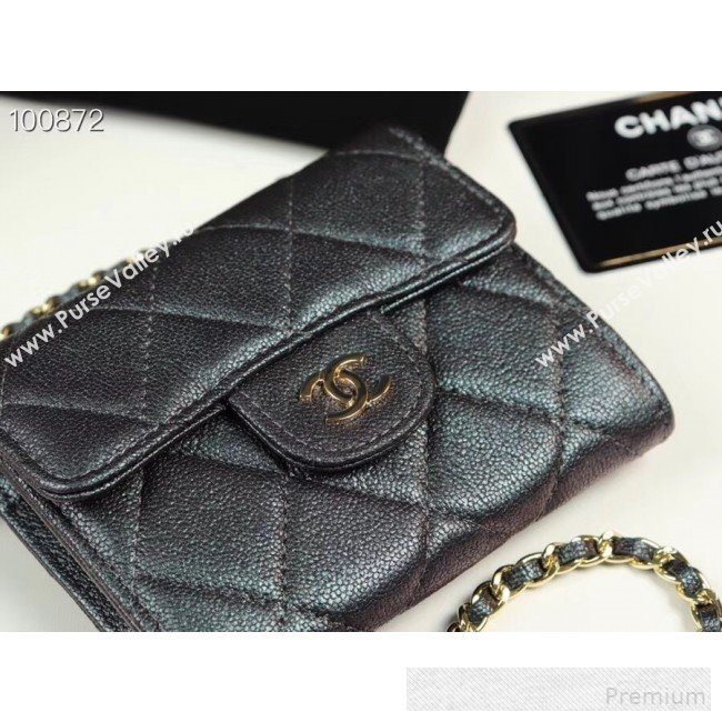 Chanel Iridescent Grained Calfskin Classic Clutch with Chain A84512 Black 2019 (AXGZ-9062010)