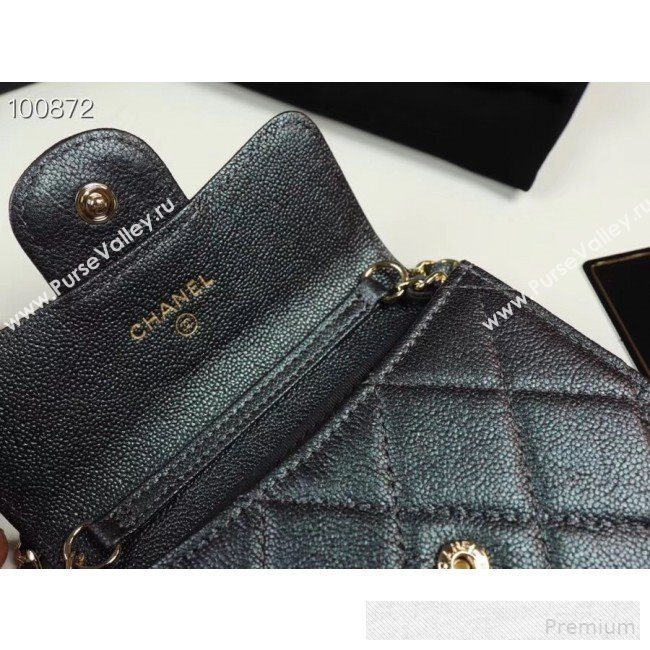 Chanel Iridescent Grained Calfskin Classic Clutch with Chain A84512 Black 2019 (AXGZ-9062010)