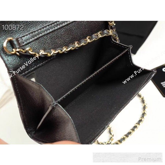 Chanel Iridescent Grained Calfskin Classic Clutch with Chain A84512 Black 2019 (AXGZ-9062010)