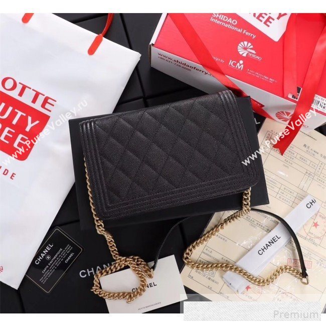Chanel Grained Leather Boy WOC Chanel Wallet on Chain A81969 Black 2019 (FM-9062020)