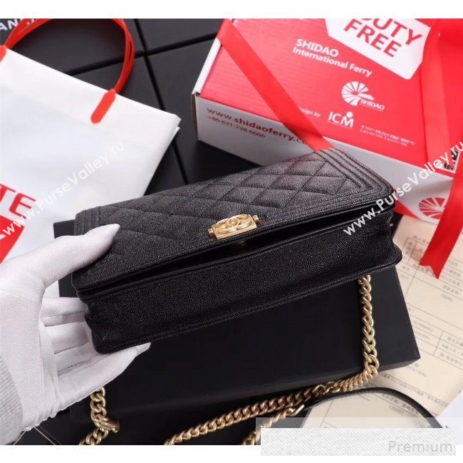 Chanel Grained Leather Boy WOC Chanel Wallet on Chain A81969 Black 2019 (FM-9062020)