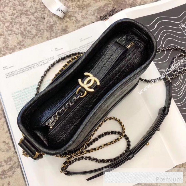 Chanel Crocodile Embossed Calfskin Gabrielle Small Hobo Bag AS0865 Black 2019 (BLWX-9062026)