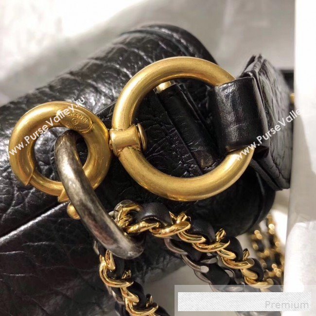 Chanel Crocodile Embossed Calfskin Gabrielle Small Hobo Bag AS0865 Black 2019 (BLWX-9062026)