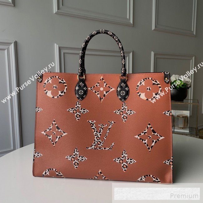 Louis Vuitton Animal Print Giant Monogram Onthego Tote Bag M44674 White/Orange 2019 (KD-9062028)