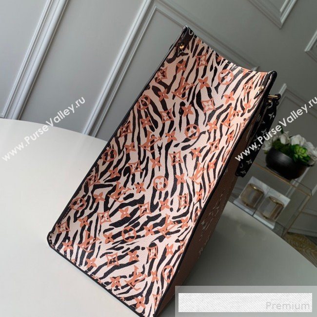Louis Vuitton Animal Print Giant Monogram Onthego Tote Bag M44674 White/Orange 2019 (KD-9062028)