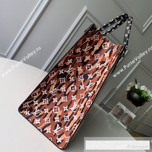 Louis Vuitton Animal Print Giant Monogram Onthego Tote Bag M44674 White/Orange 2019 (KD-9062028)