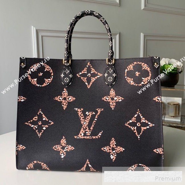 Louis Vuitton Animal Print Giant Monogram Onthego Tote Bag M44674 White/Black 2019 (KD-9062029)