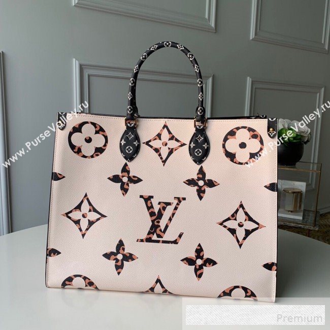 Louis Vuitton Animal Print Giant Monogram Onthego Tote Bag M44674 White/Black 2019 (KD-9062029)