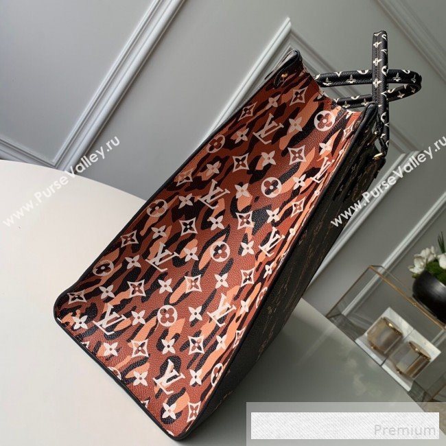 Louis Vuitton Animal Print Giant Monogram Onthego Tote Bag M44674 Black/Orange 2019 (KD-9062030)