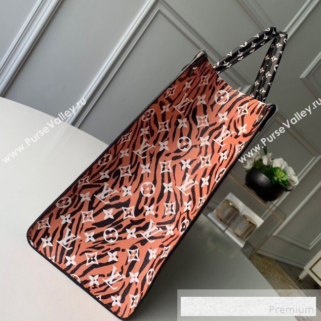 Louis Vuitton Animal Print Giant Monogram Onthego Tote Bag M44674 Black/Orange 2019 (KD-9062030)