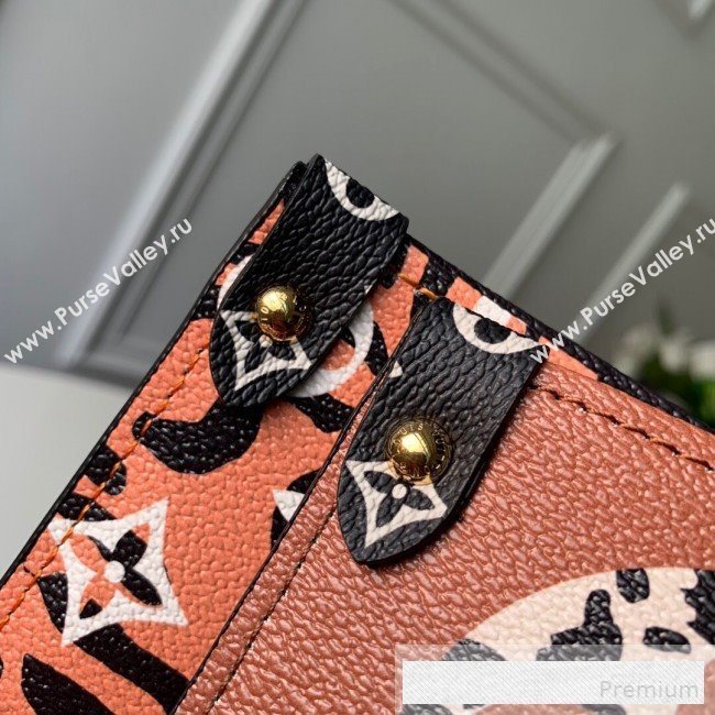 Louis Vuitton Animal Print Giant Monogram Onthego Tote Bag M44674 Black/Orange 2019 (KD-9062030)