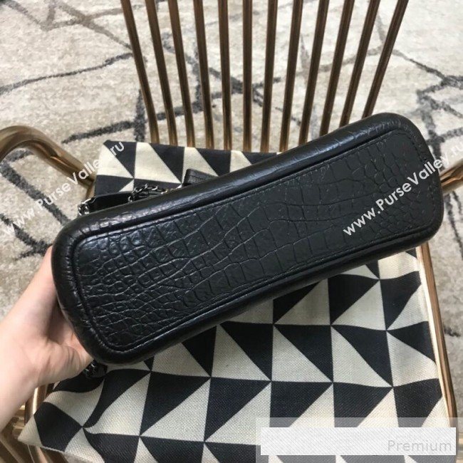 Chanel Crocodile Embossed Calfskin Gabrielle Medium Hobo Bag AS0866 Black 2019 (JDH-9062402)