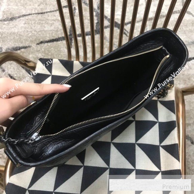 Chanel Crocodile Embossed Calfskin Gabrielle Medium Hobo Bag AS0866 Black 2019 (JDH-9062402)