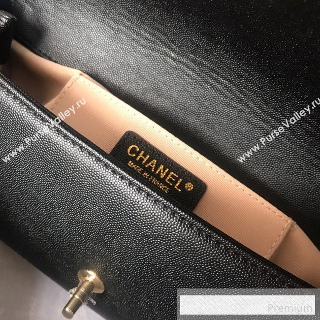 Chanel Grained Calfskin Stripes Long Flap Clutch Black 2019 (SSZ-9062403)