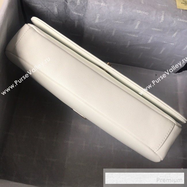 Chanel Grained Calfskin Stripes Long Flap Clutch White 2019 (SSZ-9062404)