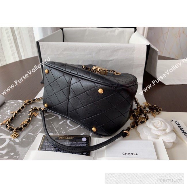 Chanel Mini Quilted Lambskin Drawstring Bucket Bag Black 2019 (BLWX-9062413)