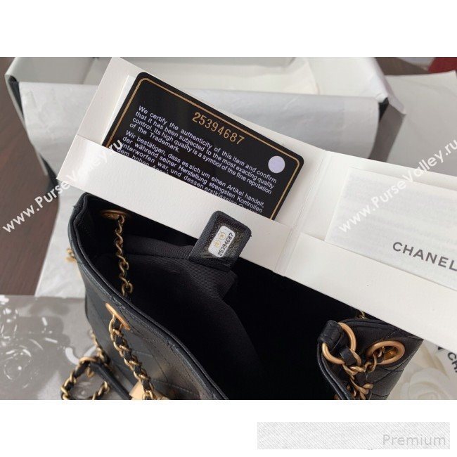 Chanel Mini Quilted Lambskin Drawstring Bucket Bag Black 2019 (BLWX-9062413)