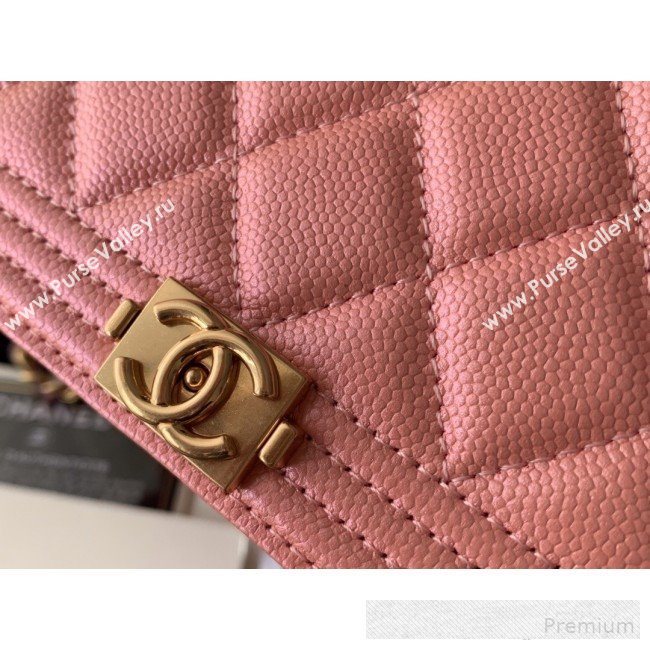 Chanel Iridescent Grained Calfskin Boy Wallet On Chain WOC A80287 Pink 2019 (BLWX-9062408)