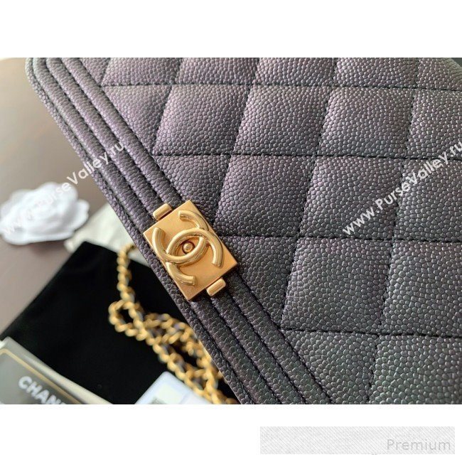 Chanel Iridescent Grained Calfskin Boy Wallet On Chain WOC A80287 Black 2019 (BLWX-9062410)