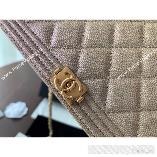 Chanel Iridescent Grained Calfskin Boy Wallet On Chain WOC A80287 Nude 2019 (BLWX-9062411)