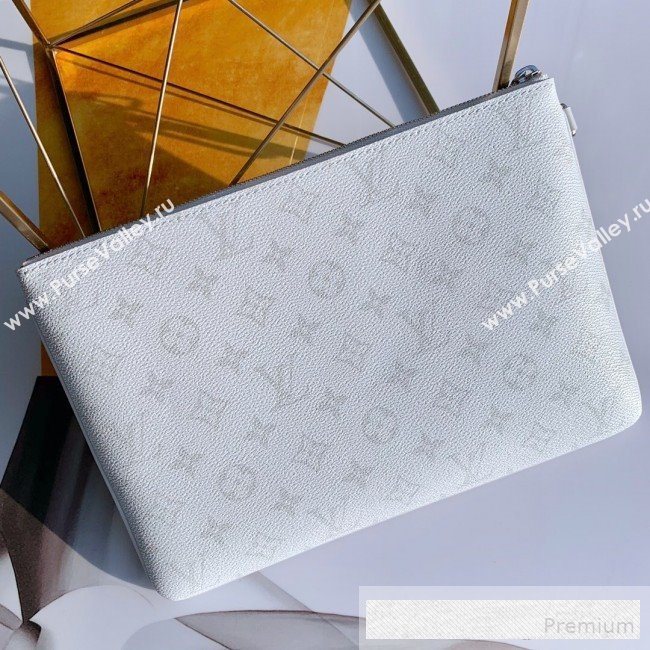 Louis Vuitton Mens LV Logos Zipped Pochette Chaine Pouch GM M68310 White 2019 (KD-9062416)