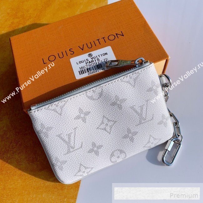 Louis Vuitton Mens LV Logos Zipped Pochette Chaine Pouch PM M67809 White 2019 (KD-9062417)