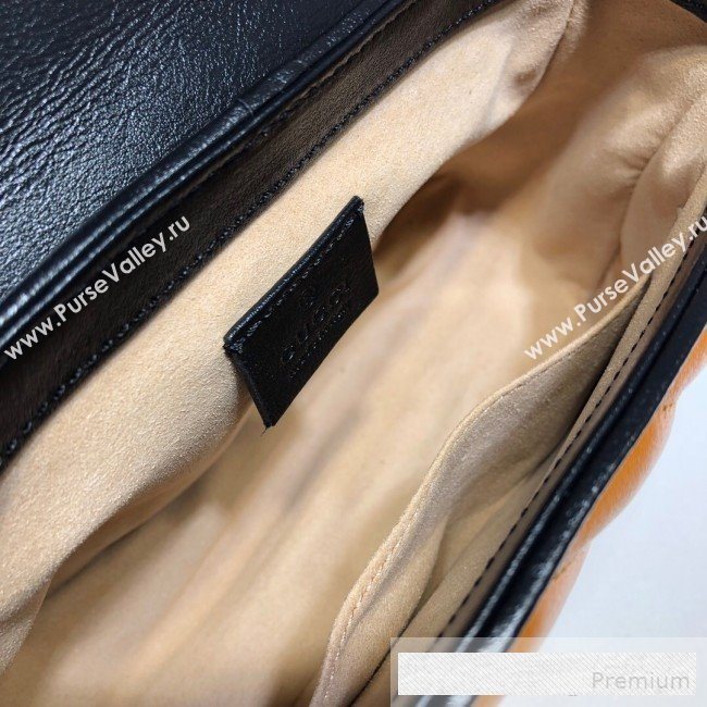 Gucci GG Diagonal Marmont Leather Mini Top Handle Bag 583571 Cognac Brown 2019 (DLH-9062418)