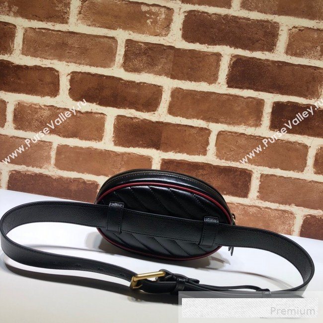 Gucci GG Diagonal Marmont Leather Belt Bag 476434 Black 2019 (DLH-9062420)