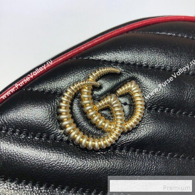 Gucci GG Diagonal Marmont Leather Belt Bag 476434 Black 2019 (DLH-9062420)