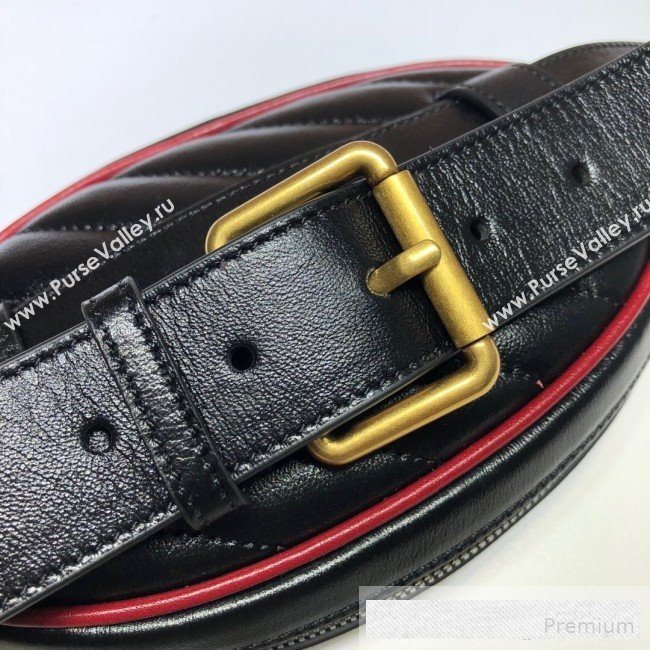 Gucci GG Diagonal Marmont Leather Belt Bag 476434 Black 2019 (DLH-9062420)