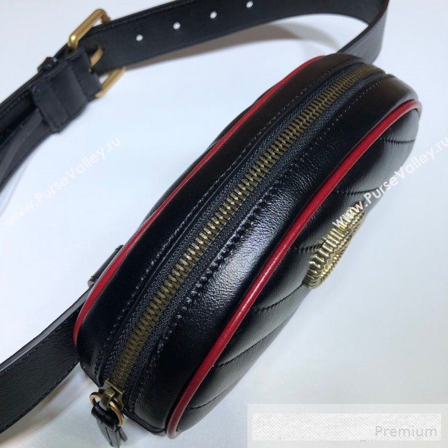 Gucci GG Diagonal Marmont Leather Belt Bag 476434 Black 2019 (DLH-9062420)