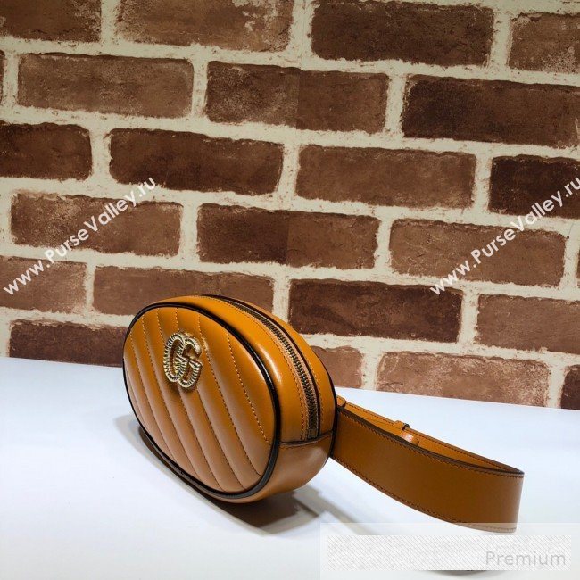 Gucci GG Diagonal Marmont Leather Belt Bag 476434 Cognac Brown 2019 (DLH-9062419)