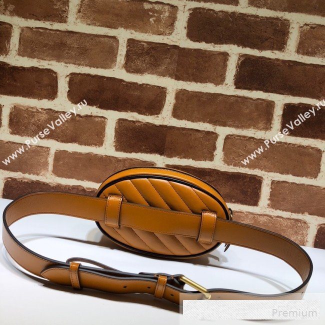 Gucci GG Diagonal Marmont Leather Belt Bag 476434 Cognac Brown 2019 (DLH-9062419)