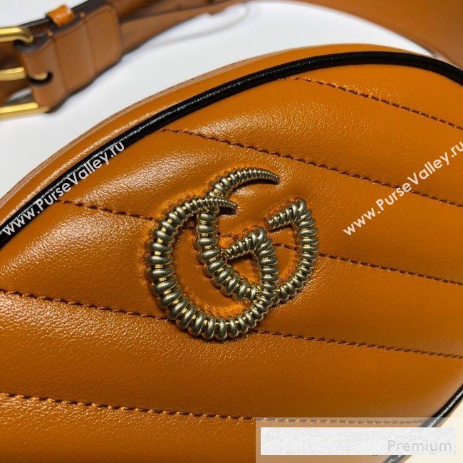 Gucci GG Diagonal Marmont Leather Belt Bag 476434 Cognac Brown 2019 (DLH-9062419)