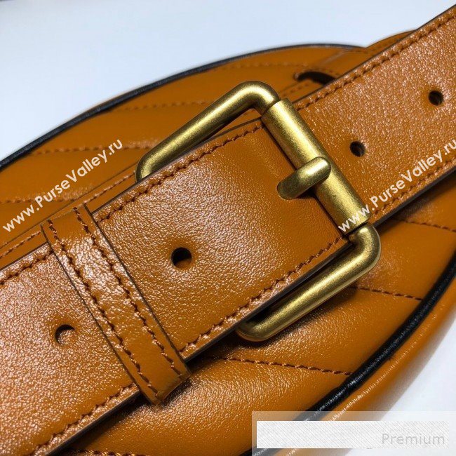Gucci GG Diagonal Marmont Leather Belt Bag 476434 Cognac Brown 2019 (DLH-9062419)