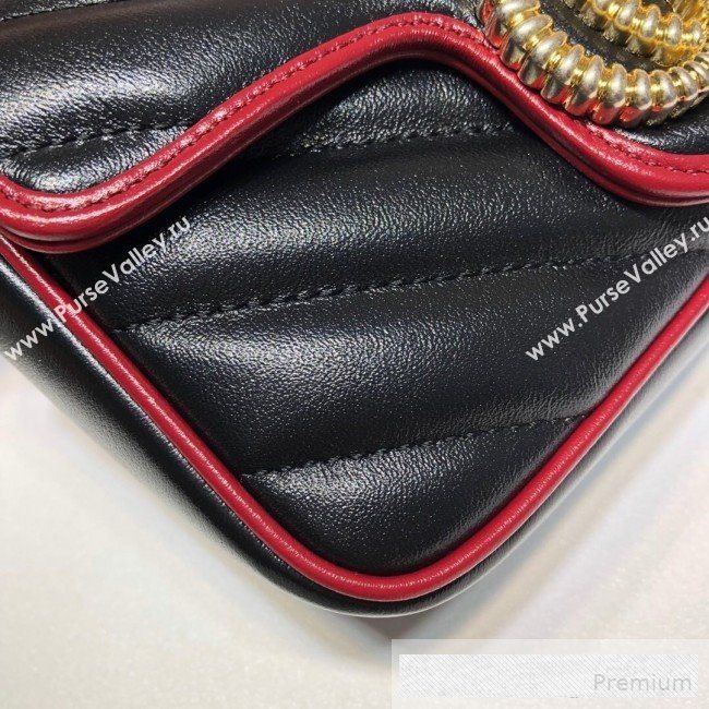 Gucci GG Diagonal Marmont Super Mini Bag 574969 Black 2019 (DLH-9062422)