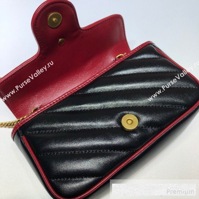 Gucci GG Diagonal Marmont Super Mini Bag 574969 Black 2019 (DLH-9062422)
