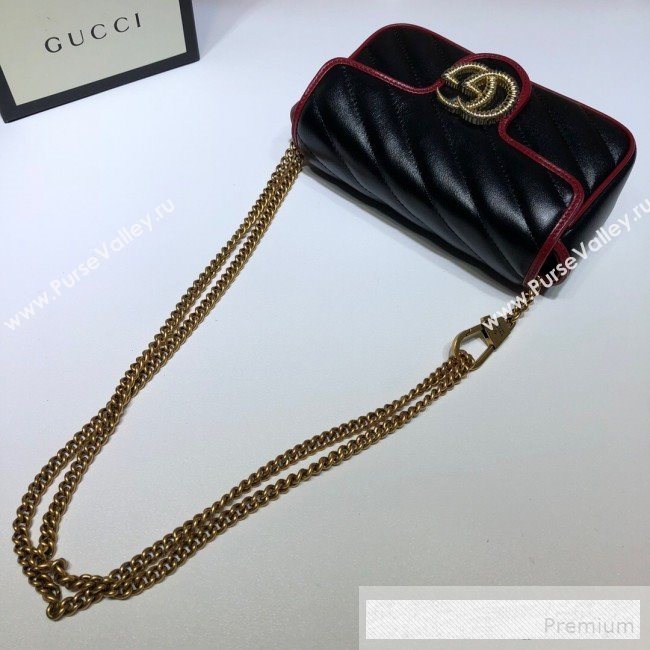 Gucci GG Diagonal Marmont Super Mini Bag 574969 Black 2019 (DLH-9062422)