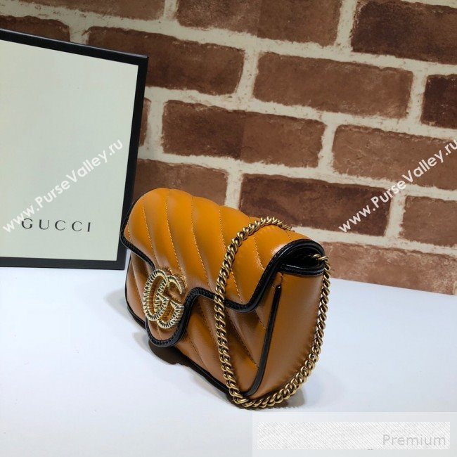Gucci GG Diagonal Marmont Super Mini Bag 574969 Cognac Brown 2019 (DLH-9062421)