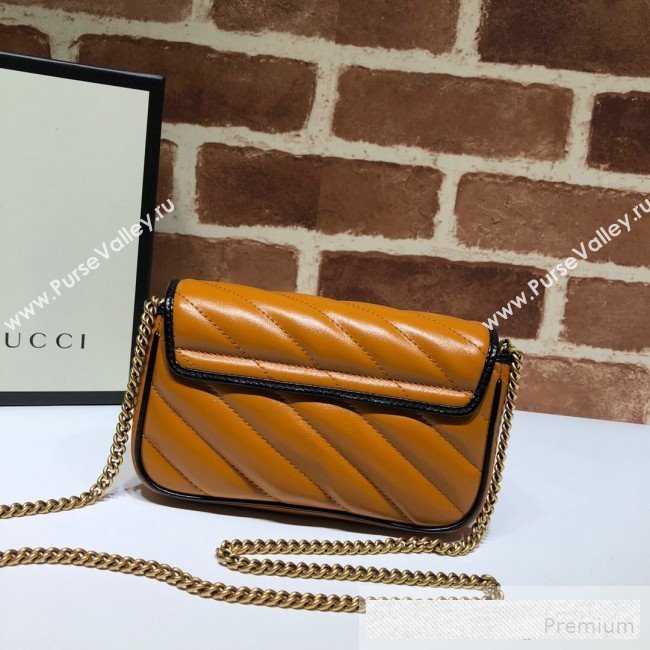 Gucci GG Diagonal Marmont Super Mini Bag 574969 Cognac Brown 2019 (DLH-9062421)